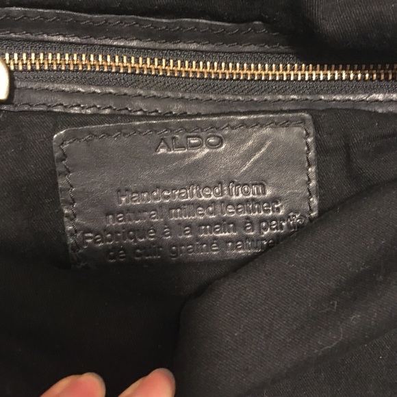 Genuine black leather with brass accents crossbody - Picture 2 of 4